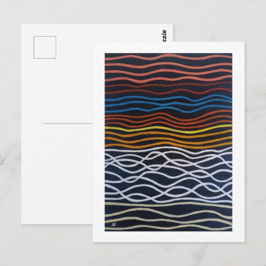 アルフレッド・フォックスによる抽象的な海岸沿いの絵画 ポストカード (正面/裏面)