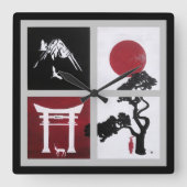 アルフレッド・フォックスによる日本精神の絵 スクエア壁時計 (正面)