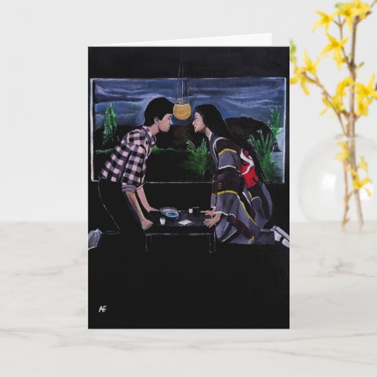 アルフレッド・フォックスによる日本茶道の絵画 カード (黄色い花)