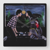 アルフレッド・フォックスによる日本茶道の絵画 スクエア壁時計 (正面)