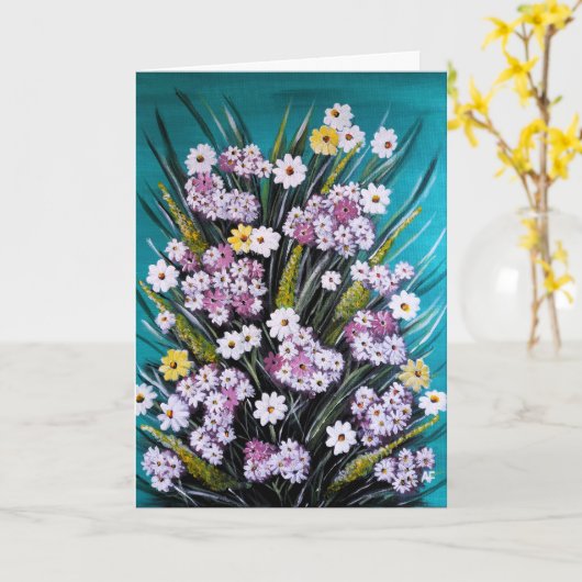 アルフレッド・フォックスによる春の花束の絵画 カード (黄色い花)
