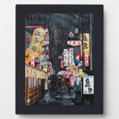 アルフレッド・フォックスによる東京の雨の絵画 フォトプラーク (正面)