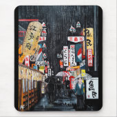 アルフレッド・フォックスによる東京の雨の絵画 マウスパッド (正面)