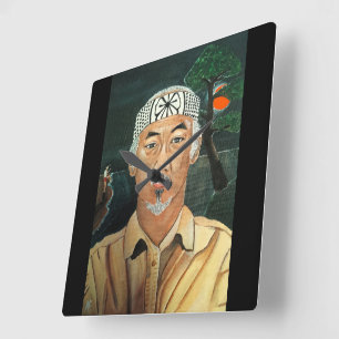 アルフレッド・フォックスによる絵画「The Sensei」 スクエア壁時計