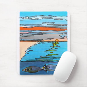 アルフレッド・フォックスによる8ビットの海の日の出の絵画 マウスパッド