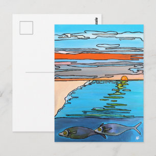 アルフレッド・フォックスによる8ビットの海洋日の出の絵 ポストカード
