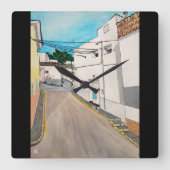 アルフレッド・フォックスによる『カジェ・カバニレス』絵画 スクエア壁時計 (正面)