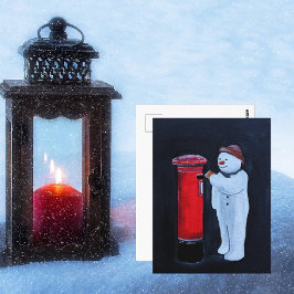 アルフレッド・フォックスによる「サンタへの雪だるまの手紙」絵画 ポストカード
