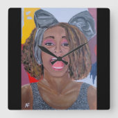 アルフレッド・フォックスによる「ザ・ヴォイス」絵画 スクエア壁時計 (正面)