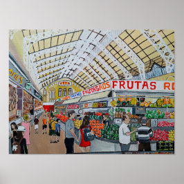 アルフレッド・フォックスによる「バレンシア中央市場」の絵画 ポスター