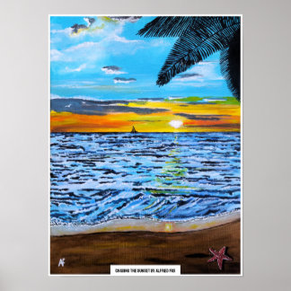 アルフレッド・フォックスによる「夕日を追いかけて」絵画 ポスター