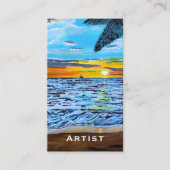 アルフレッド・フォックスによる「日没を追いかけて」絵画 名刺 (正面)