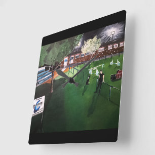 アルフレッド・フォックスによる「Club Canino Boomerang」絵画 スクエア壁時計