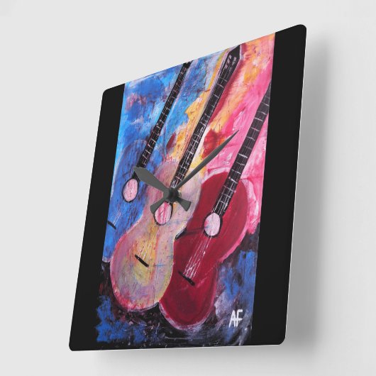 アルフレッド・フォックスによる「Jamming be Goode Painting」 スクエア壁時計 (傾斜)