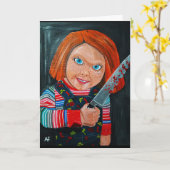 アルフレッド・フォックスの人形の絵 カード (黄色い花)