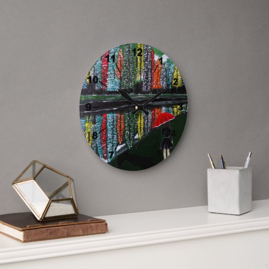 アルフレッド・フォックスの秋の反射絵 ラージ壁時計 (オフィス)