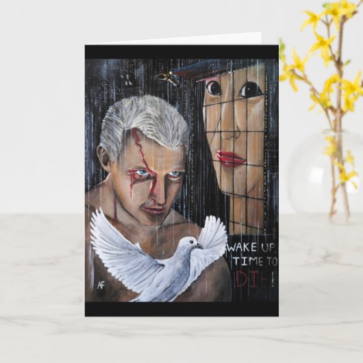 アルフレッド・フォックスの絵画「死ぬ時がきた!」 カード (黄色い花)