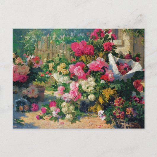 アルフレッド・プチフラワーバスケットと花のポットで… ポストカード (正面)
