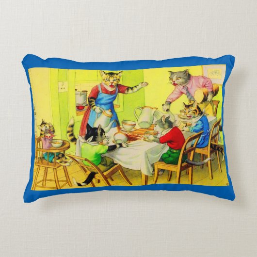 アルフレッド・マインツァー猫ディナー災害プリント アクセントクッション (正面)