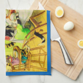 アルフレッド・マインツァー猫ディナー災害プリント キッチンタオル (四つ折り)