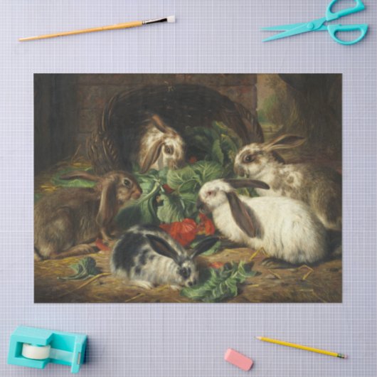 アルフレッド・リチャールによるウサギたちの幸福な家族 薄葉紙 (クラフト)