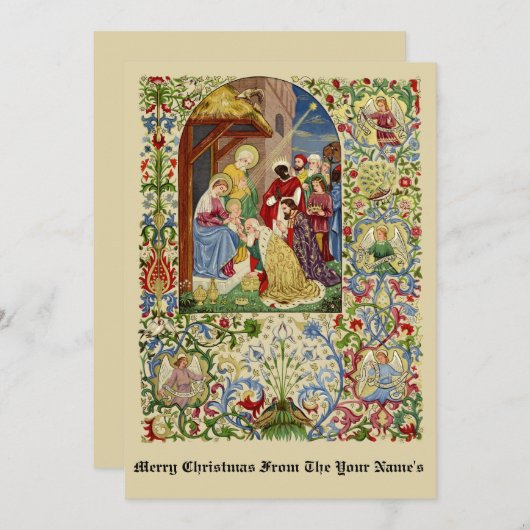 アルフレッドCrispin著ヴィンテージのクリスマスの出生 シーズンカード (正面/裏面)