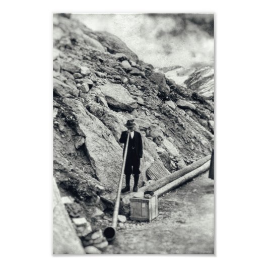 アルフーンモノクロームヴィンテージアルパインホルンミュージック フォトプリント            (正面)