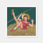 アルブエルヴィンテージ農業ファームピンアップガール スタンダードカクテルナプキン (正面)