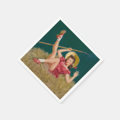 アルブエルヴィンテージ農業ファームピンアップガール スタンダードカクテルナプキン (角)