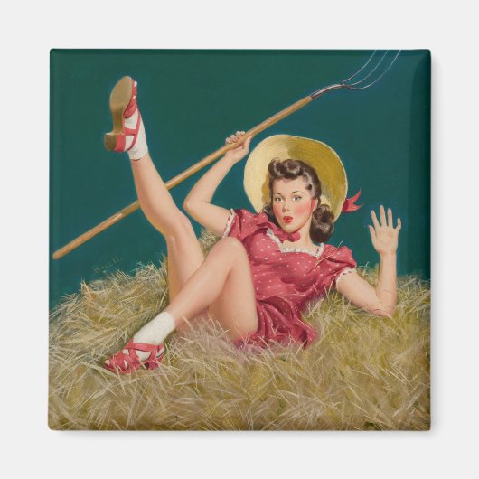 アルブエルヴィンテージ農業ファームピンアップガール マグネット (正面)