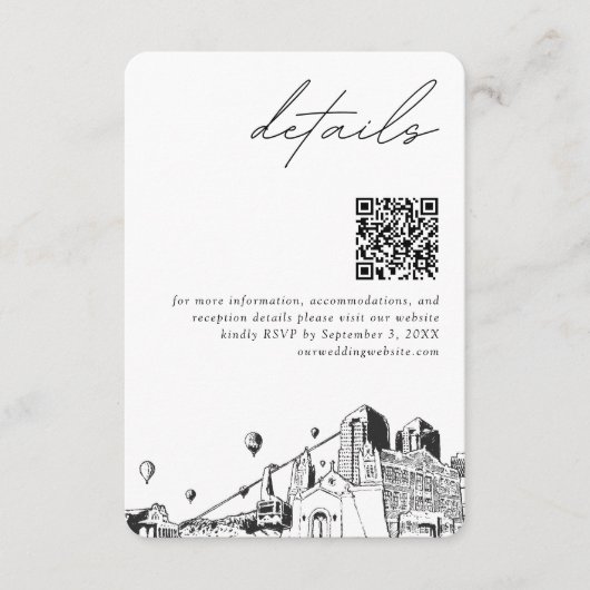 アルブケ結婚ルのモダン詳細QRコード エンクロージャーカード (正面)