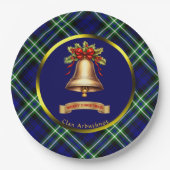 アルブトントタータンチェックパーソナライズされたクリスマス ペーパープレート (正面)