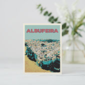 アルブフェイラビーチfrom the skyポルトガルイラストレーション ポストカード (スタンド正面)