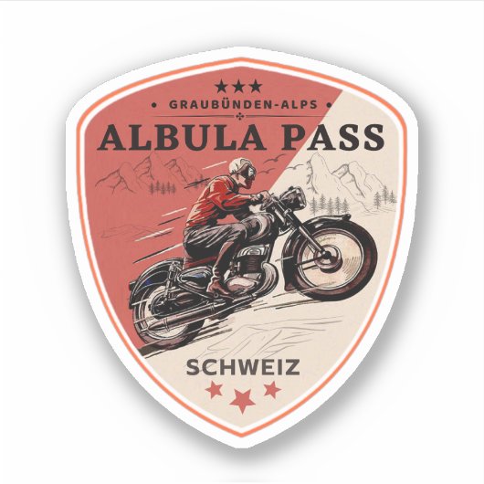 アルブラ峠スイスアルプスのモーターサイクルツアー シール (正面)