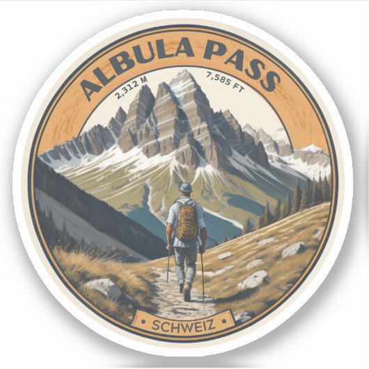 アルブラ峠 スイス アルプス 山 登山 シール (正面)