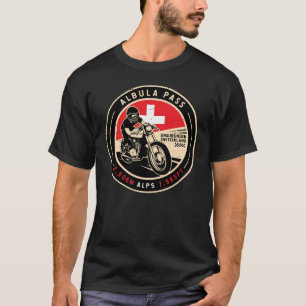 アルブラ峠 スイス オートバイ Tシャツ