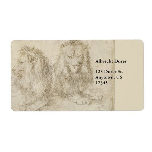 アルブレヒト・デュラーの座りライオン二頭 ラベル (正面)