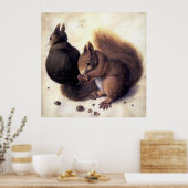 アルブレヒト・デュラーの「二つのリス」 ポスター (キッチン)