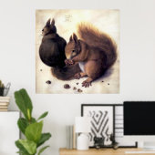 アルブレヒト・デュラーの「二つのリス」 ポスター (ホームオフィス)