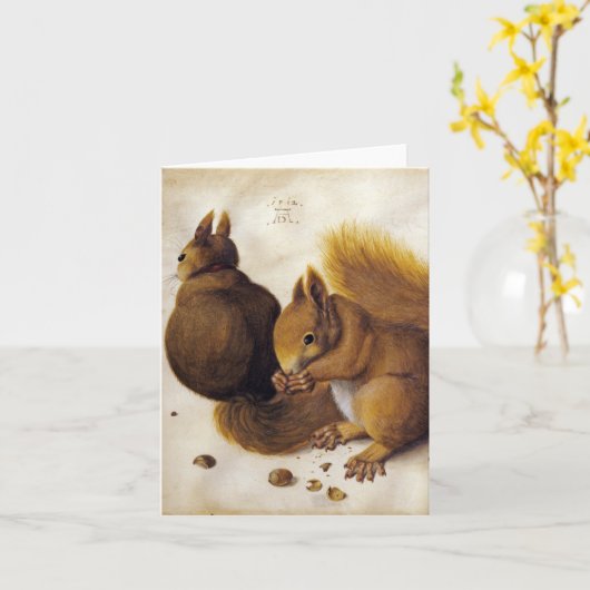 アルブレヒト・デュラー、2つのリス_ファインアート カード (黄色い花)