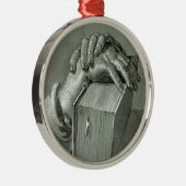 アルブレヒト・デューラー・ハンド勉強とバイブル メタルオーナメント (右)