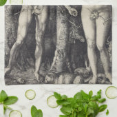 アルブレヒトDurer著アダムおよびイブの版木、銅版、版画 キッチンタオル (折り畳み)