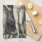 アルブレヒトDurer著アダムおよびイブの版木、銅版、版画 キッチンタオル (四つ折り)