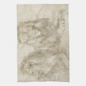 アルブレヒトDurer著2頭のつけられていたライオン キッチンタオル (縦)