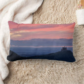 アルプシー湖とその周辺の山々の上の夕日 ランバークッション (ブランケット)