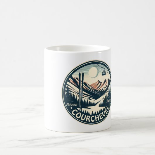 アルプスのギフトスティにフランスのコーチヴェル・スキーリゾート コーヒーマグカップ (中央)