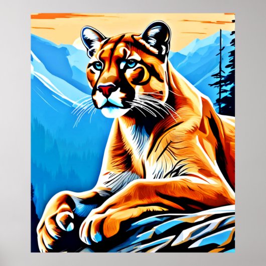 アルプスのクーガー眺望デザイン ポスター (正面)