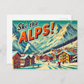 アルプスのスキー ポストカード (正面/裏面)