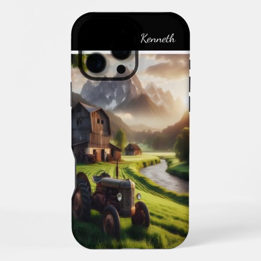 アルプスのトラクターサンセット iPhoneケース (裏面)