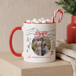アルプスのノルディッククリスマスフォト レッドボウ マグカップ